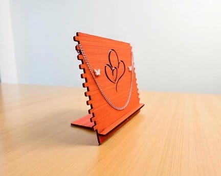 Laser Cut Portable Wooden Plank Necklace Jewelry Stand