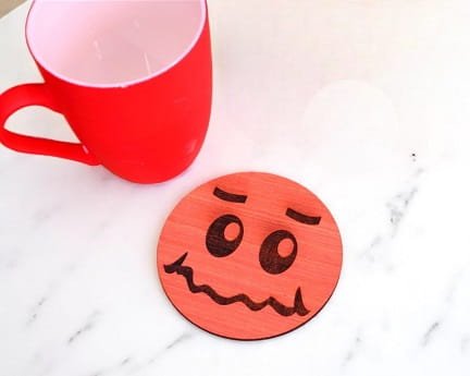 Laser Cut Smiley Face Wooden Coaster