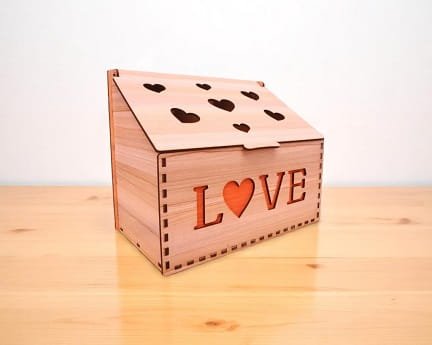 Laser Cut Wooden Love Jewelry Box