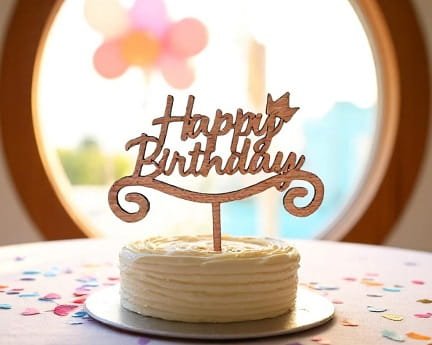 Laser Cut Happy Birthday Cake Topper Prince