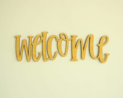 Laser Cut Wooden Welcome Sign Wall Decor Art