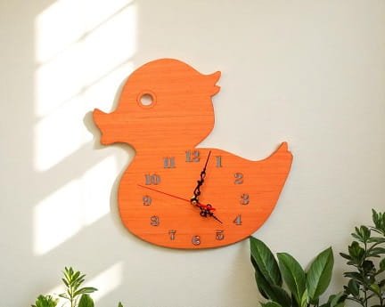 Laser Cut Duck Shape Wall Clock for Kids Room