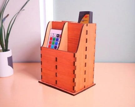 Laser Cut Wooden Remote Control Caddy
