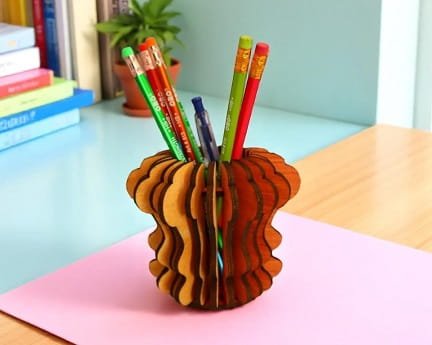 Laser Cut Wooden Layered Pencil Holder