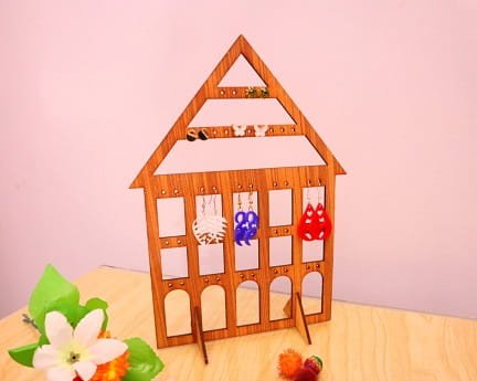 Laser Cut Wooden Earring Holder Display Stand