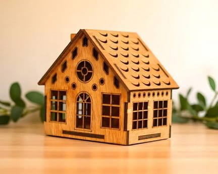 Laser Cut Wooden Miniature House Model Kit
