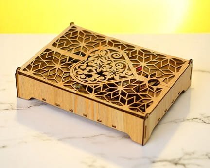 Laser Cut Wooden Jewelry Box with Heart Design