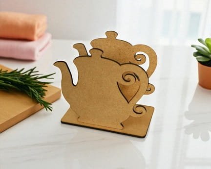 Laser Cut Kettle Shaped Napkin Holder Stand
