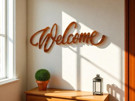 Laser Cut Wooden Welcome Sign Wall Art