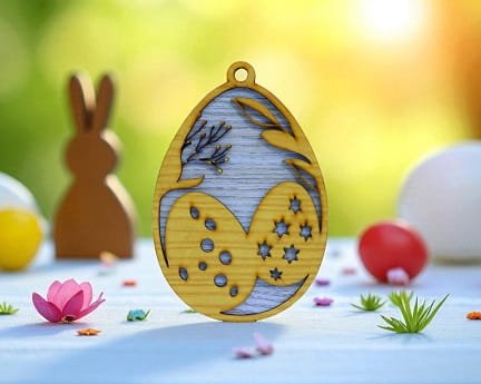 Laser Cut Wooden Easter Egg Ornament