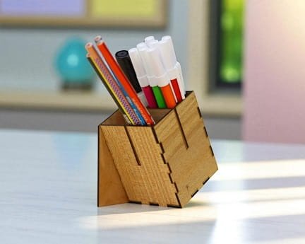 Laser Cut Modern Style Wooden Pencil Holder