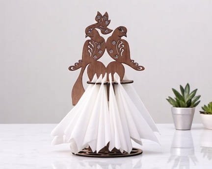 Laser Cut Wooden Peacock Napkin Holder