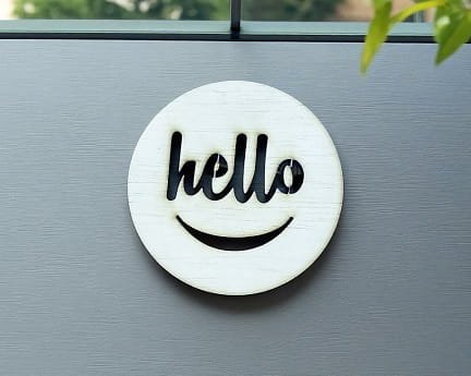 Laser Cut Hello Smiley Face Wooden Craft