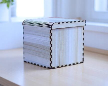 Laser Cut Wooden Gift Box with Living Hinge Lid