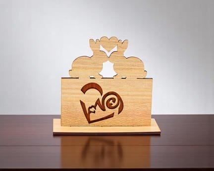 Laser Cut Bunny Valentines Day Decor Stand