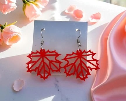 Laser Cut Acrylic Maple Leaf Earrings