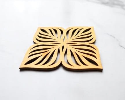 Laser Cut Wooden Floral Tea Cup Coaster