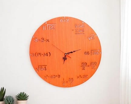 Laser Cut Wooden Math Equation Wall Clock