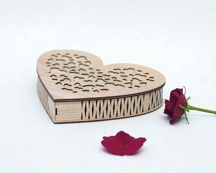 Laser Cut Wooden Heart Box