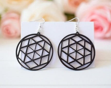 Laser Cut Acrylic Round Geometric Earrings