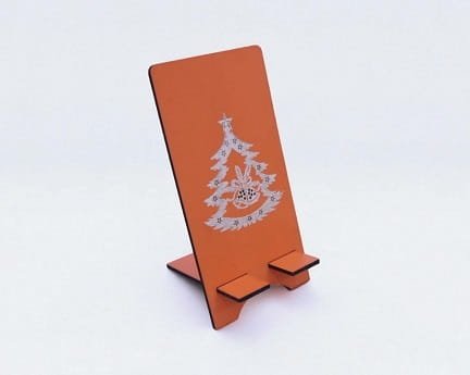 Laser Cut Wooden Christmas Tree Phone Stand