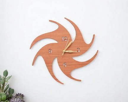 Laser Cut Spiral Swirl Wooden Wall Clock