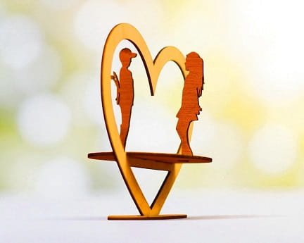 Laser Cut Couple with Heart Valentines Day Gift