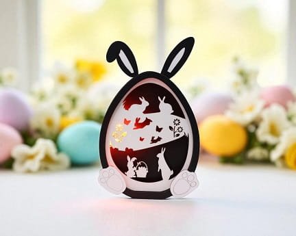 Laser Cut Wooden Easter Egg Bunny Decoration