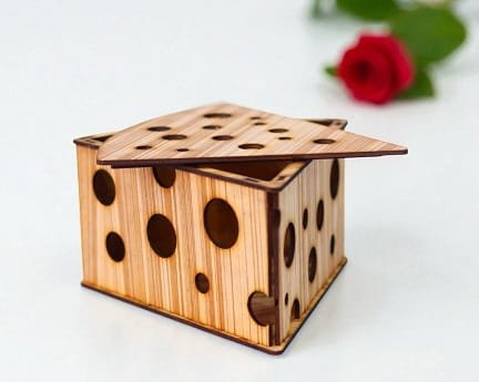 Laser Cut Cheese Shaped Wooden Gift Box