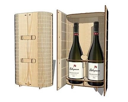 Laser Cut Two Bottle Wine Box Packaging