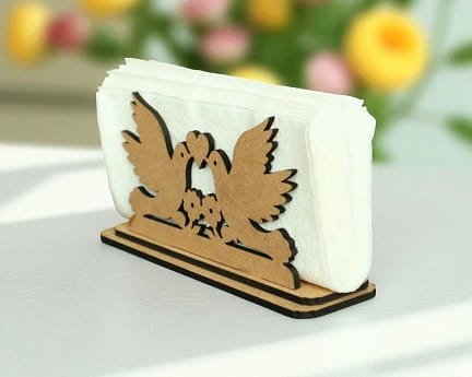Laser Cut Pigeons with Heart Napkin Holder for Wedding