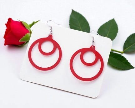Laser Cut Acrylic Round Drop Earrings