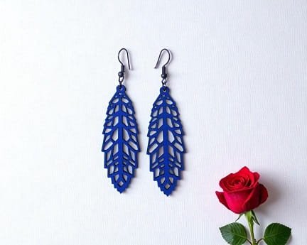 Laser Cut Wooden Pendant Earrings