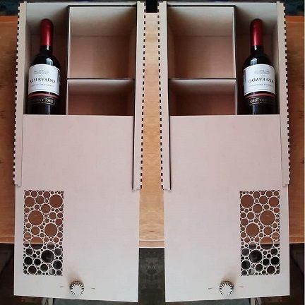 Laser Cut Sliding Lid Wine Box with Divisions