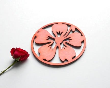 Laser Cut Wooden Hibiscus Flower Coasters
