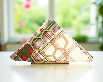 Laser Cut Wooden Honeycomb Napkin Holder