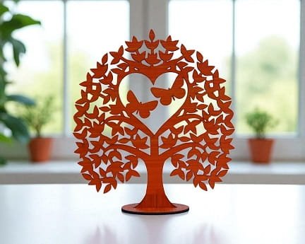 Laser Cut Wooden Heart Tree Table Decor