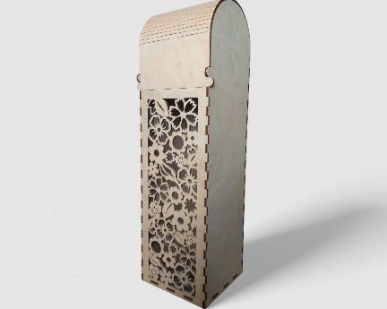 Laser Cut Single Bottle Box With Floral Cut Out Design