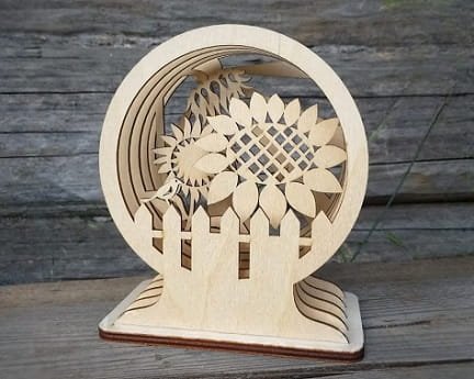 Laser Cut 3D Sunflower Snow Globe Desk Decor