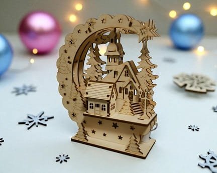 Laser Cut Crescent Moon Christmas Village Desk Decor