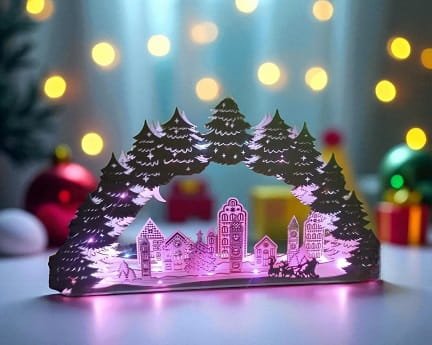 Laser Cut Christmas Village Night Light Decoration