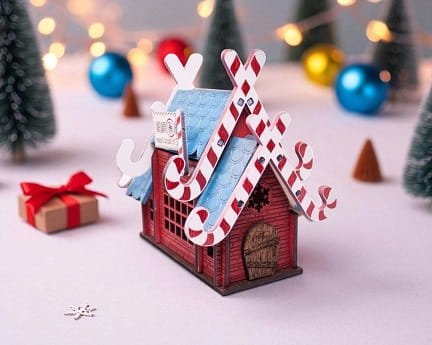 Laser Cut Ded Moroz House Christmas Decorations