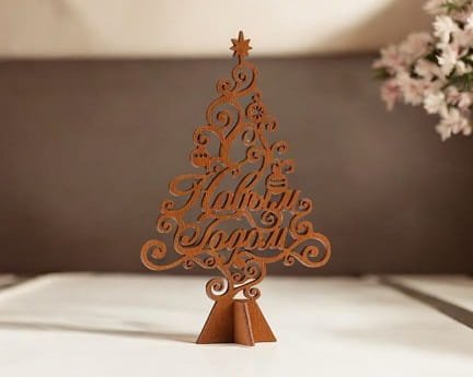 Laser Cut Wooden Swirled Christmas Tree