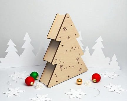Laser Cut Herringbone Christmas Tree Gift Box