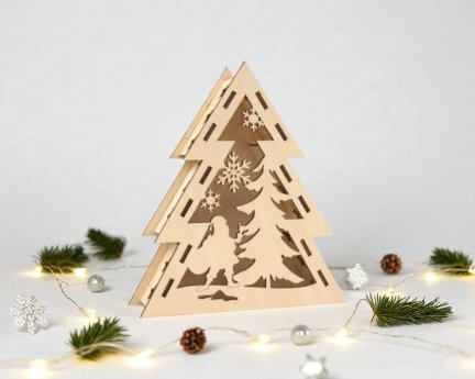 Laser Cut Herringbone Christmas Tree Light Box