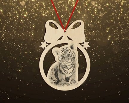 Laser Cut Cute Tiger Cub Christmas Ball