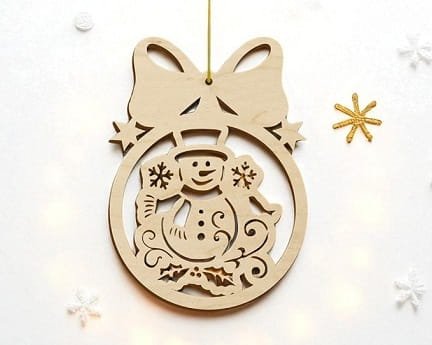 Laser Cut Snowman Christmas Ribbon Ball