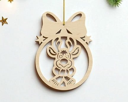Laser Cut Deer Christmas Ribbon Ball