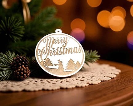 Laser Cut Merry Christmas Tree Ornament