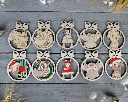 Laser Cut Christmas and New Year Ornament Collection